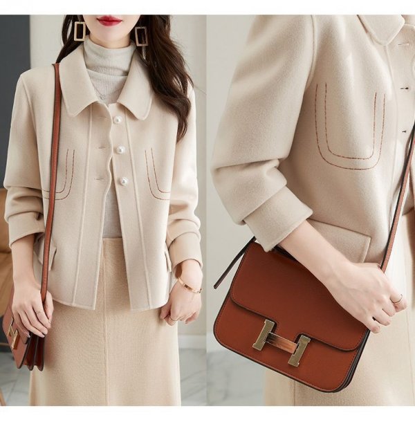 Temperament Pure Color Small Woolen Coat For Women