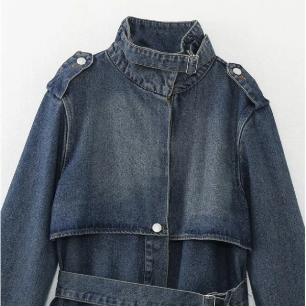 Women's Classic Style Fashion Loose Denim Trench Coat