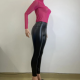 Women's High Waist High Elastic Slim Slimming Matte PU Leather Pants