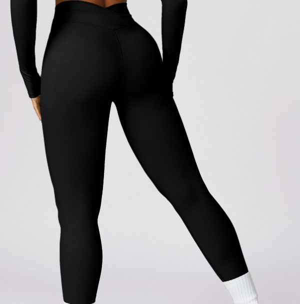 Quick-dry Hip Raise Skinny Yoga Pants Cross High Waist Workout